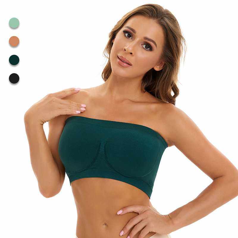 新款直销外贸女士大码无缝仿钢圈抹胸文胸布无肩带裹胸绿色女超薄,运动/瑜伽/健身/球迷用品,瑜伽内衣,淘宝优惠券,粉丝福利购,淘宝优惠卷