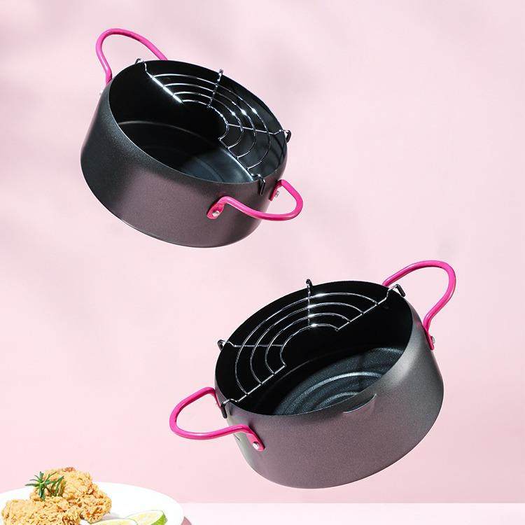 新款直销外贸日式天妇罗油炸锅家用小炸锅省油迷你不粘锅煎锅电磁