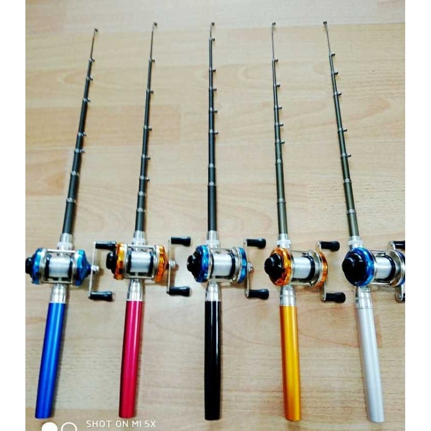 新款直销1.6米1冰钓小海杆钢刚笔钓鱼竿金属大鼓轮可抛钓迷你1.48