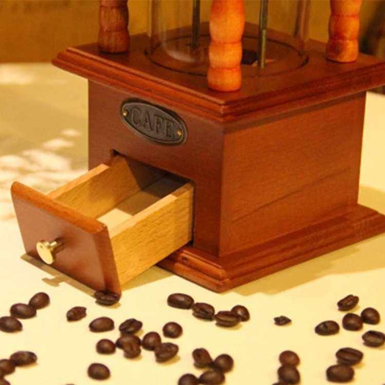 新款直销复古手摇磨豆机手动咖啡豆研磨机磨粉机全封闭防跳可视豆