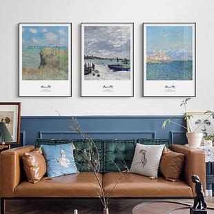 新款 饰画世界名画风景挂画北欧油画卧室壁画书房走 直销莫奈客厅装