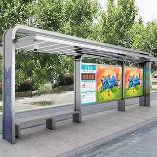 新款直销城市智能公交候车亭实时报站站牌不锈钢公车站台源头