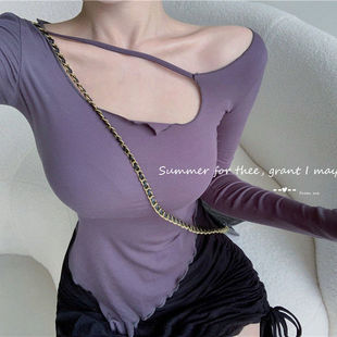 纯欲主播上镜服装性感显身材不规则修身紧身百搭显瘦胸大上衣秋