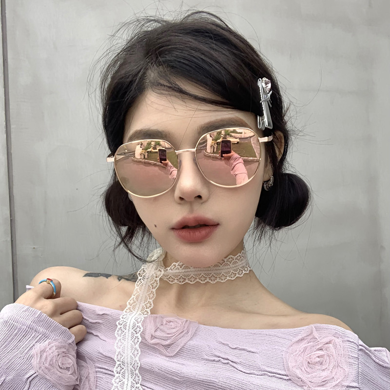 2025新款韩版粉色墨镜女高级感方圆脸大框显瘦偏光防紫外线太阳镜