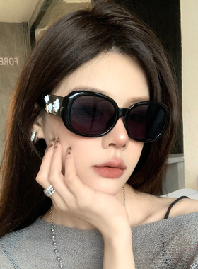 网红山茶花黑色大框墨镜防紫外线