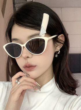 复古白框猫眼墨镜女近视开车偏光