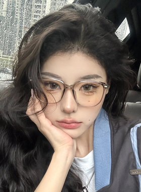 网红冷茶色眼镜框女素颜神器方圆脸近视可配度数2025新款大脸显瘦