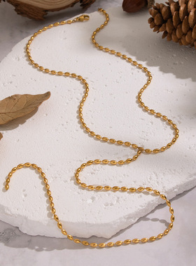 跨境椭圆珠Y字链项链0