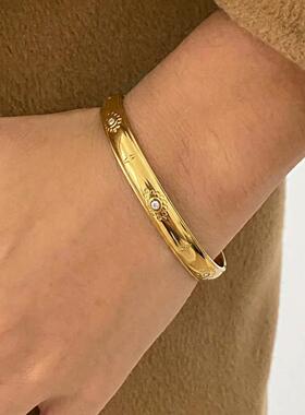 欧美轻奢星星水钻开口手镯