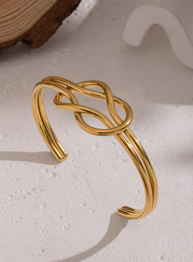 简约几何扭结金色手镯