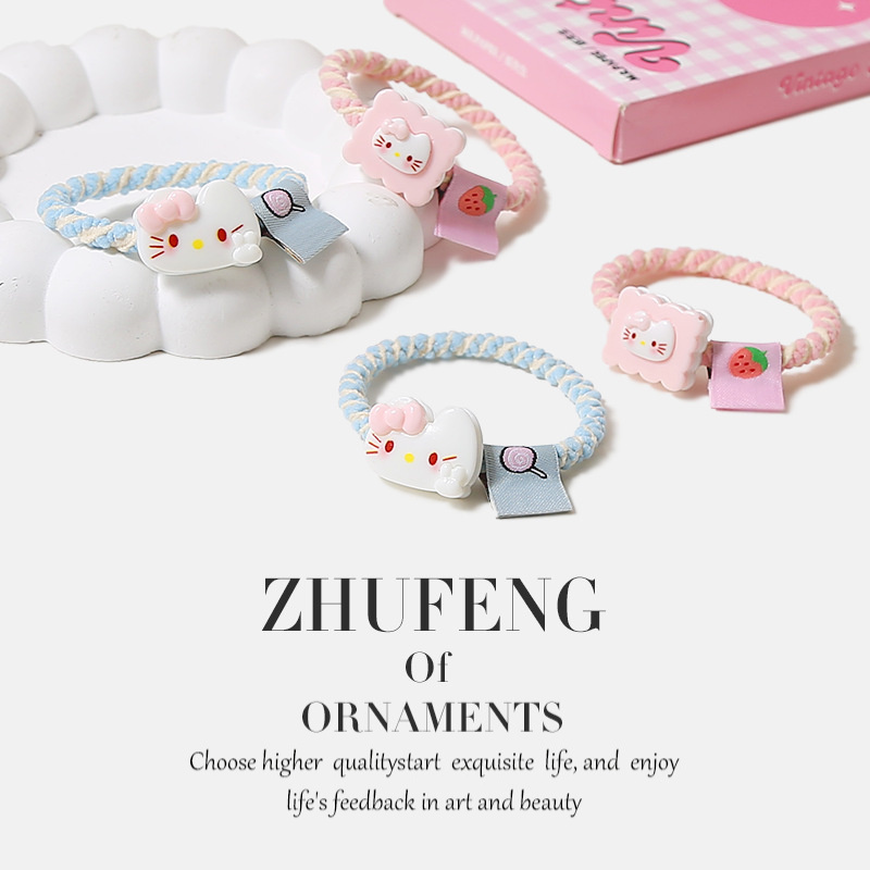 卡通凯蒂猫糖果发绳甜美扎发马尾耐用发圈儿童可爱百搭发饰配饰女