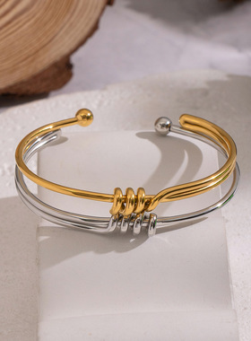冷淡风扭结素圈手镯36