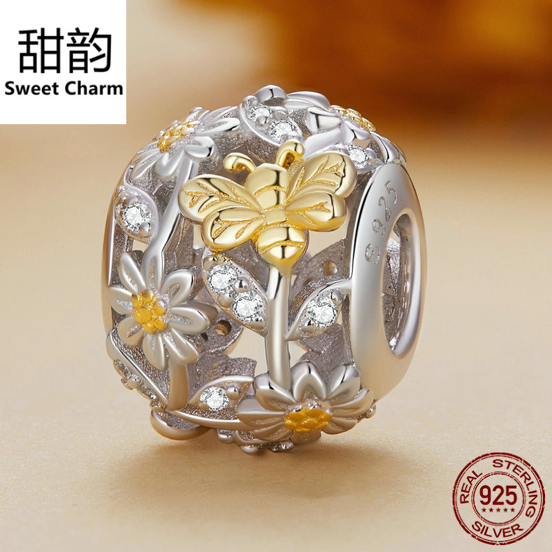 欧美流行S925锆石雏菊蜜蜂手工diy串珠饰品珠子散珠搭配小串饰