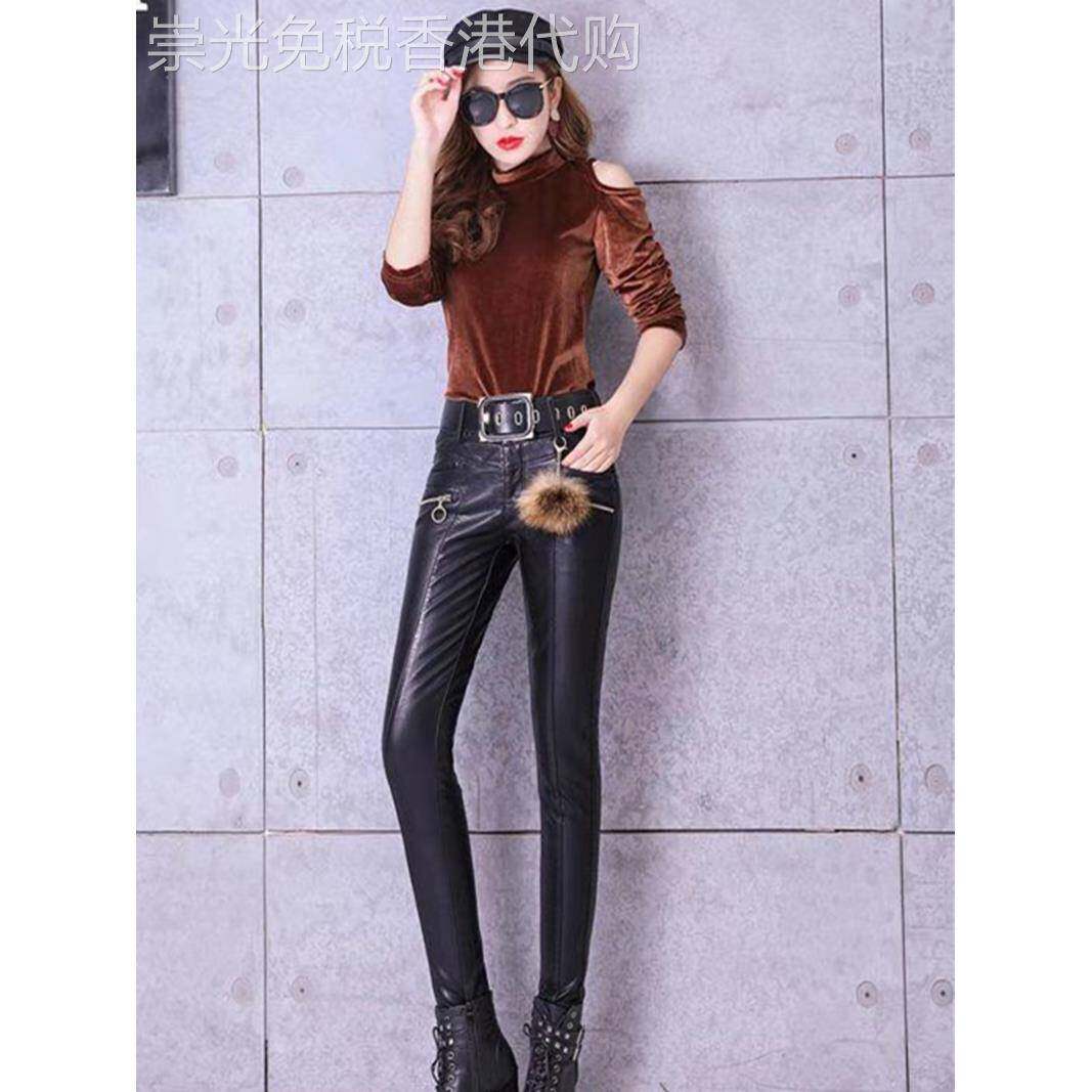 真皮皮裤女2025年秋冬新款高腰紧身外穿打底裤加绒加厚铅笔裤长裤