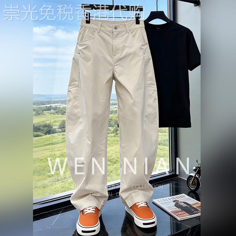 韩国WEN NIAN美式轻薄款弯刀裤子男士2026夏季运动尼龙阔腿冲锋裤
