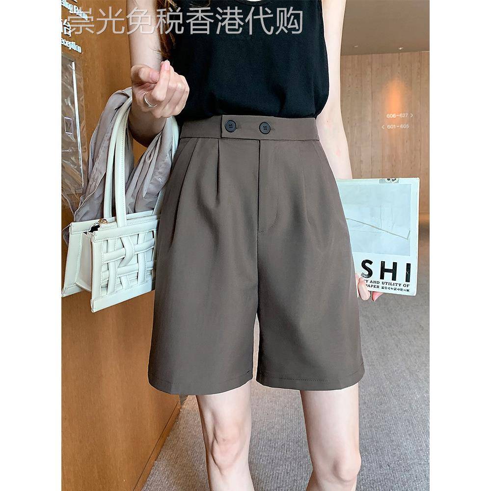 港味西装五分短裤女夏薄2026新款高腰显瘦宽松a字休闲中裤阔腿裤