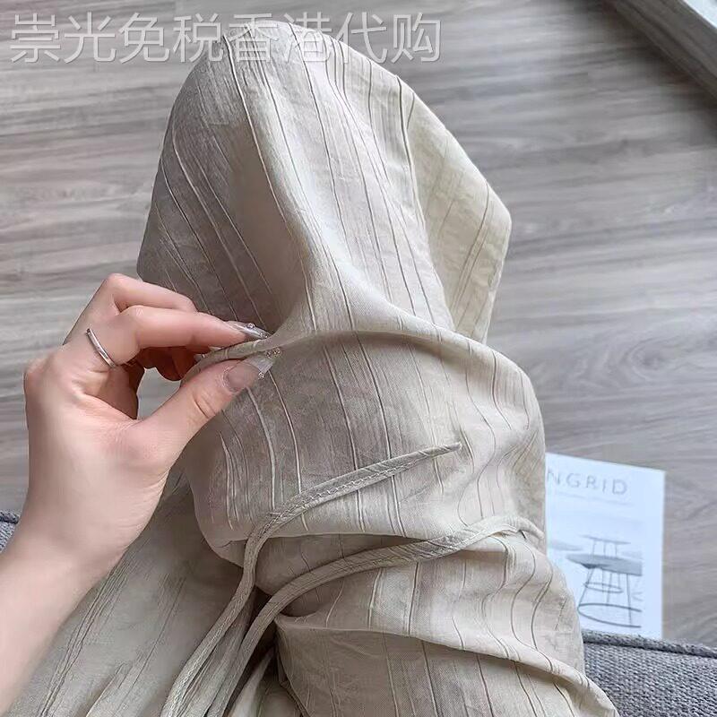 冰丝棉麻阔腿裤女2026新款高腰垂感女裤夏季薄款小个子休闲直筒裤