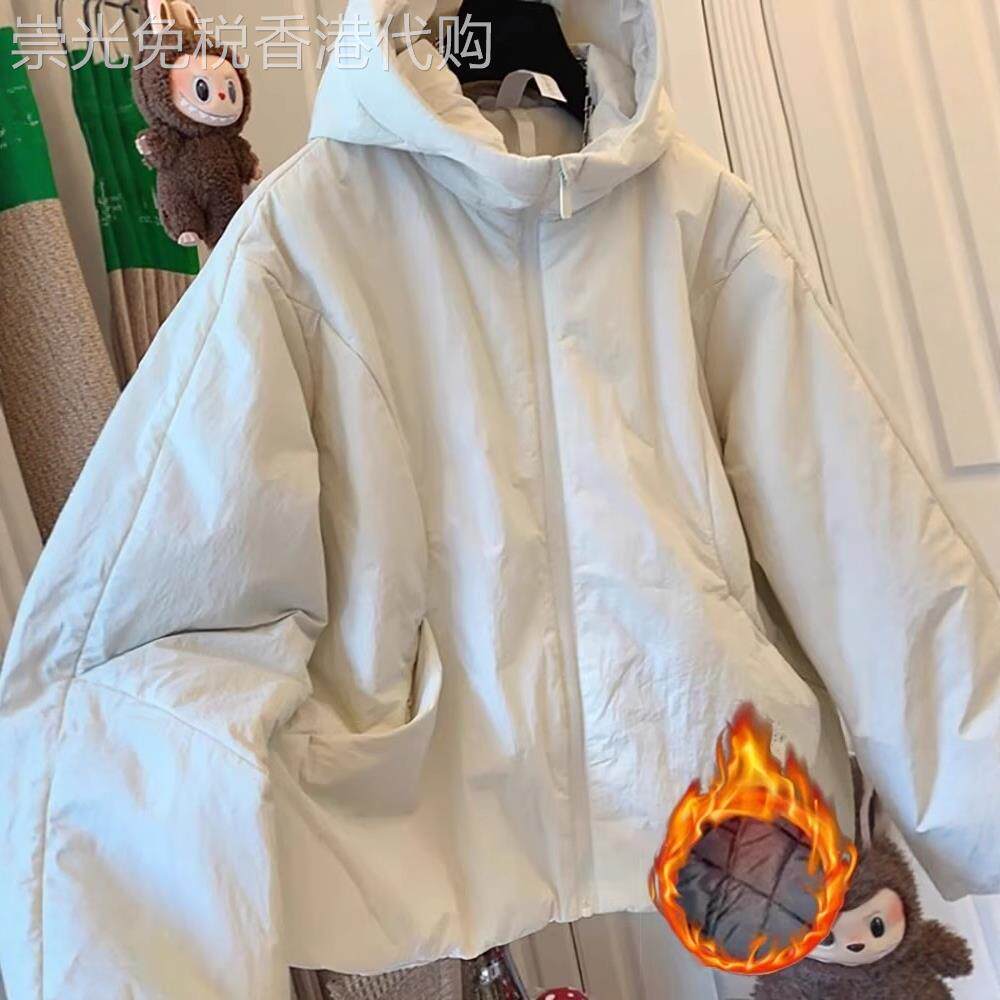 日系2025冬季新款女士超好看圆领棉衣棉服宽松休闲小个子夹棉外套