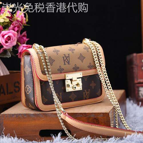 香港正品真皮女链条包新款正品女包时尚百搭单肩包洋气斜挎小方包