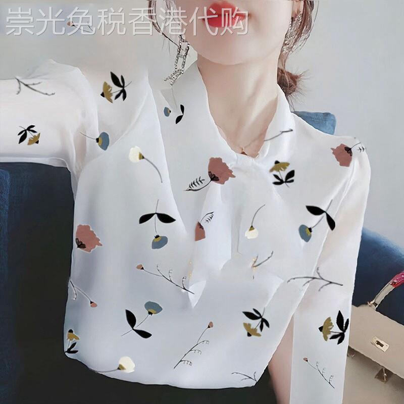 雪纺衫女春秋装2025年新款时尚洋气遮肚子设计感小众碎花衬衫上衣