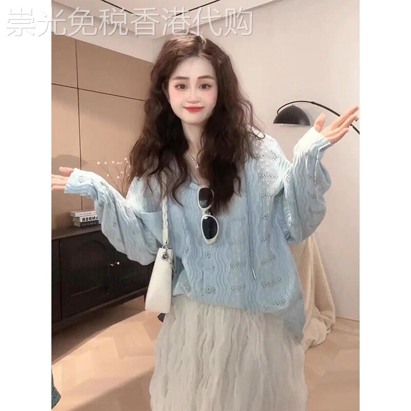 慵懒风钩花防晒开衫女夏季薄款2026新款设计感别致长袖镂空衬衫女