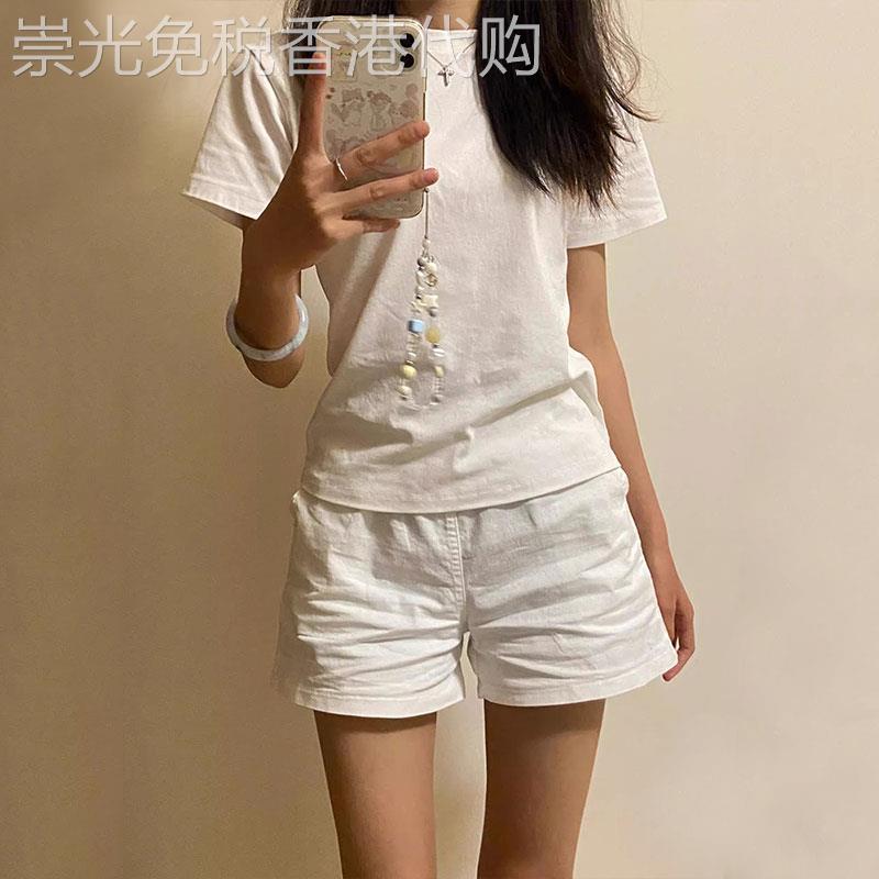 白色短裤女夏季薄款2026新款高腰宽松显瘦休闲工作服阔腿A字热裤