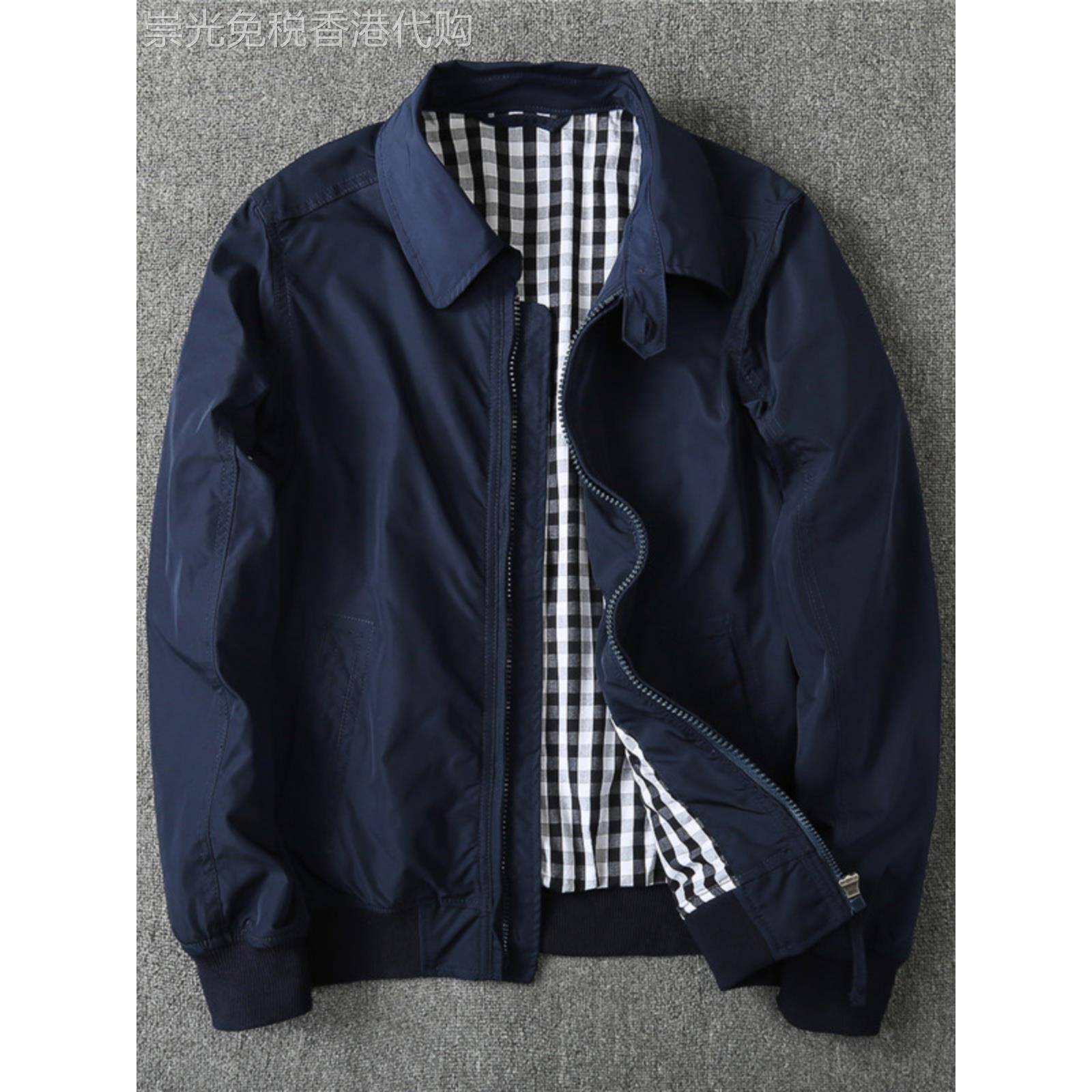 出口新西兰单~秋冬商务休闲百搭修身翻领纯色双层男士防风衣外套