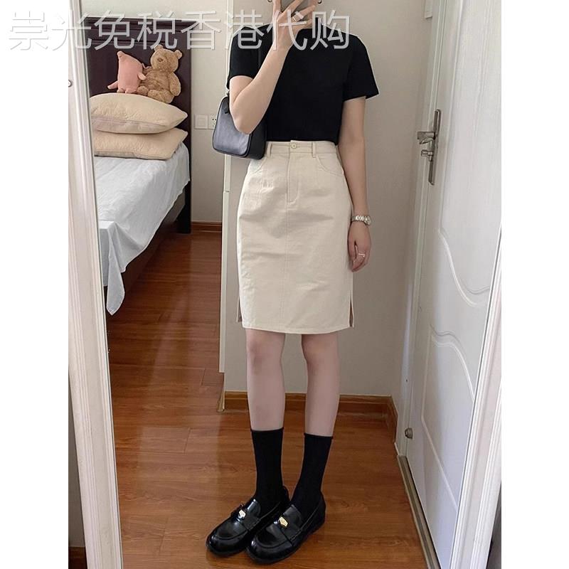 白色牛仔裙半身裙女夏季薄款2025新款a字高腰显瘦小个子包臀短裙