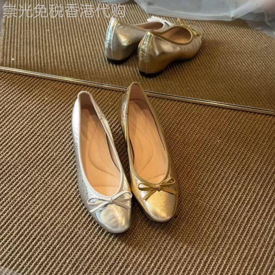 真皮坡跟芭蕾舞鞋女夏季2026新款高级感法式一脚蹬内增高浅口单鞋