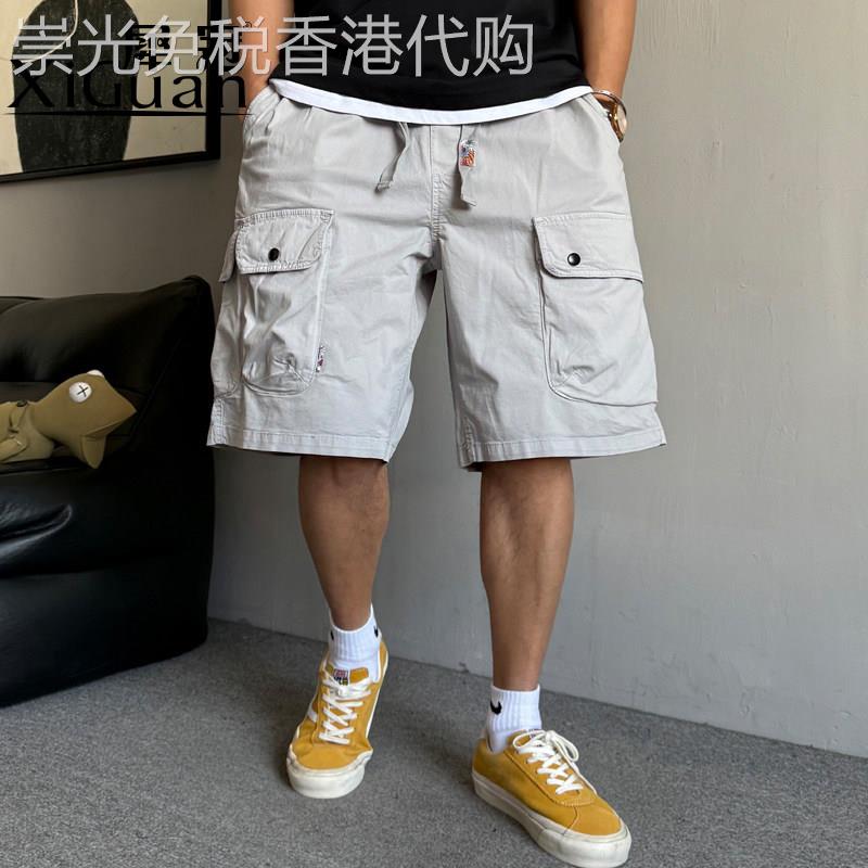 香港高端美式五分工装短裤男士夏季户外大口袋宽松抽绳休闲中裤子