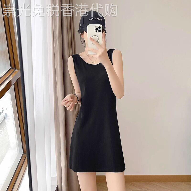 潮牌吊带无袖连衣裙女士2025夏季短款修身显瘦气质中长打底背心裙