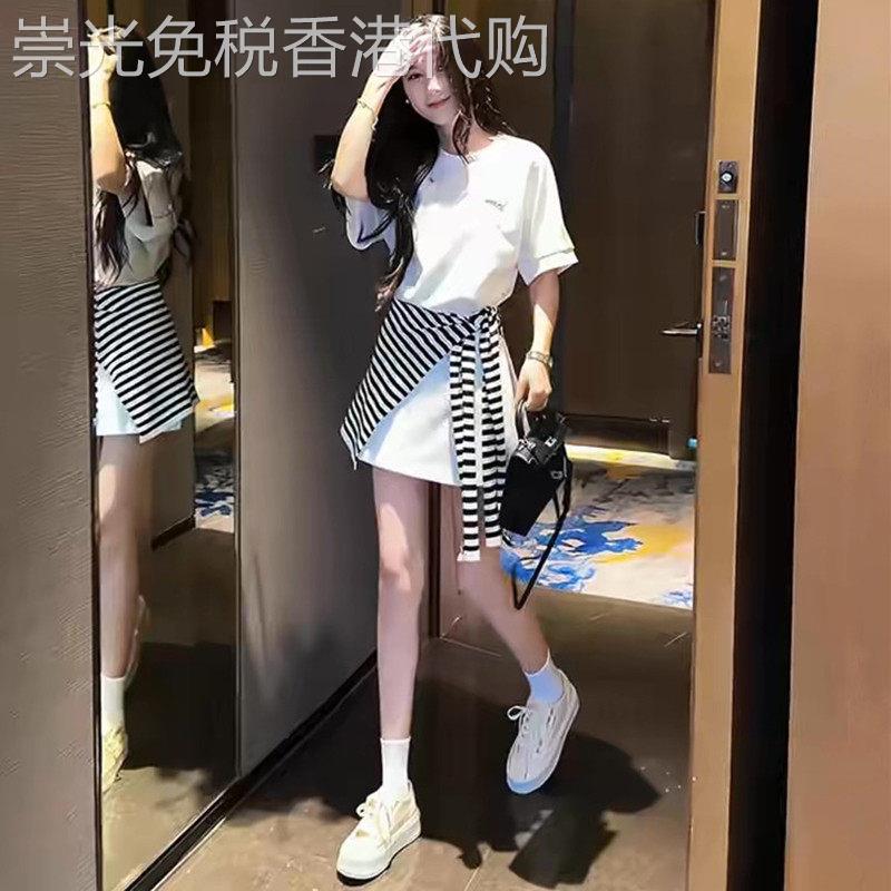 减龄休闲运动套装女夏季学生宽松显瘦韩版时尚洋派短袖短裙两件套