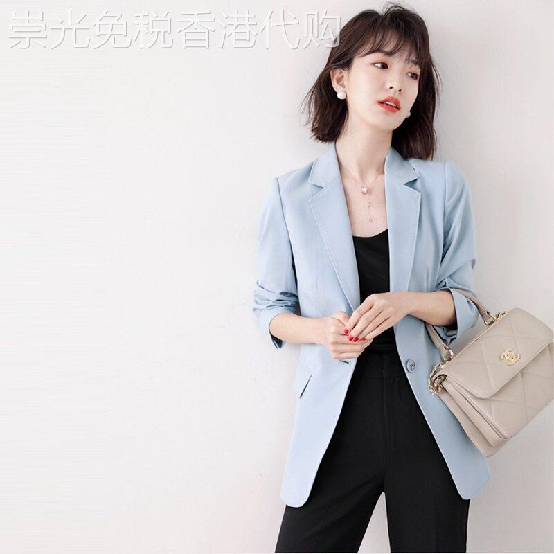 GOLUERJI挺括垂顺 2026新款西装外套夏季 薄款女修身七分袖小西服