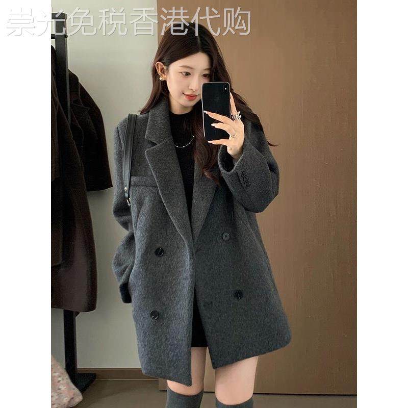 潮牌西装毛呢外套女短款小个子2025冬季韩系新款高级感厚呢子大衣