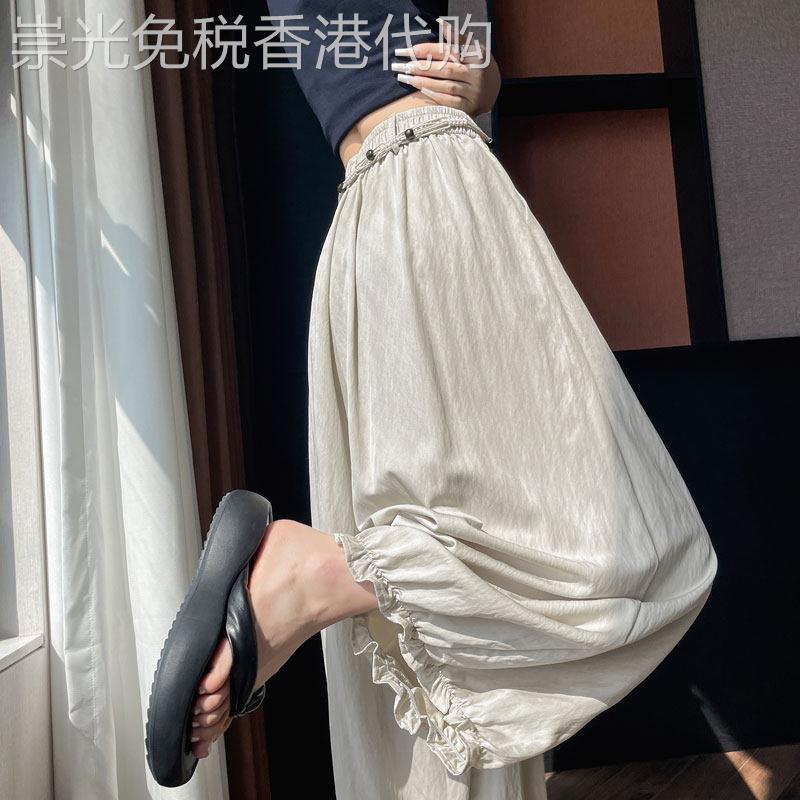 冰丝棉花苞灯笼裤女2026年夏季新款高腰显瘦宽松九分休闲宽裤子
