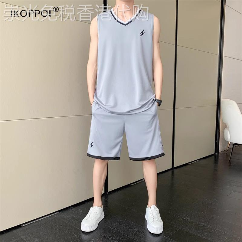 轻奢冰丝速干 乾无袖运动服男士夏季背心篮球服套装中青年训练球