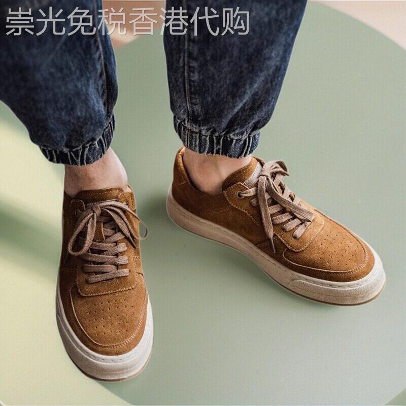 翻毛皮休闲鞋手工定制新款流行男鞋日系复古鞋子真皮厚底板鞋潮鞋