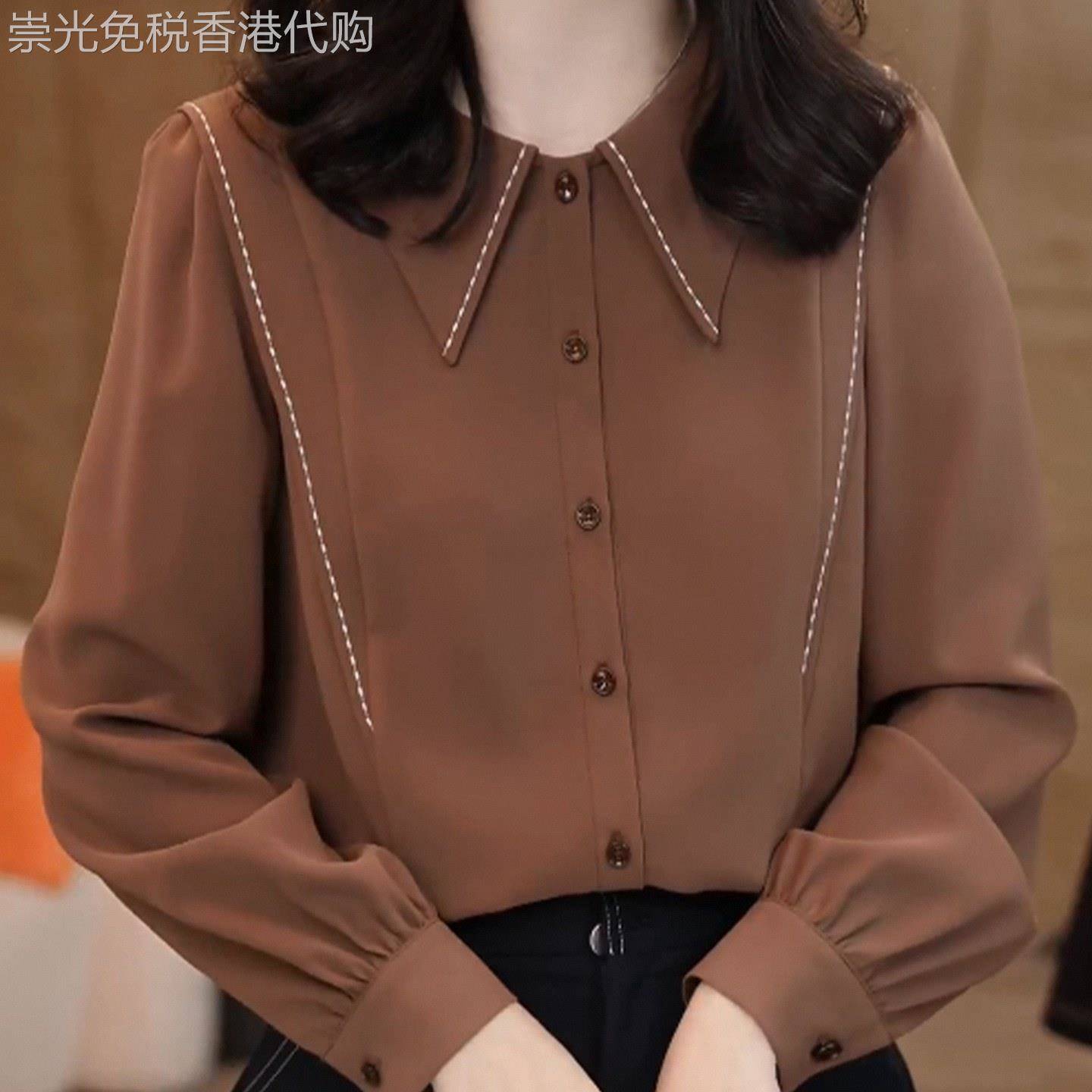 长袖衬衫女士春秋2026新款高级设计感小众减龄洋派娃娃领衬衫上衣
