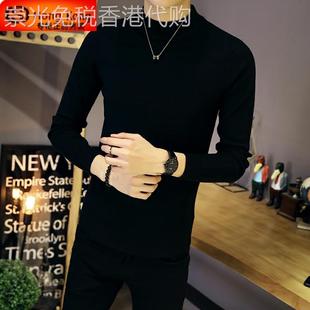 半高领毛衣男款2024新款秋冬季纯色修身打底衫中领男士针织羊毛衫