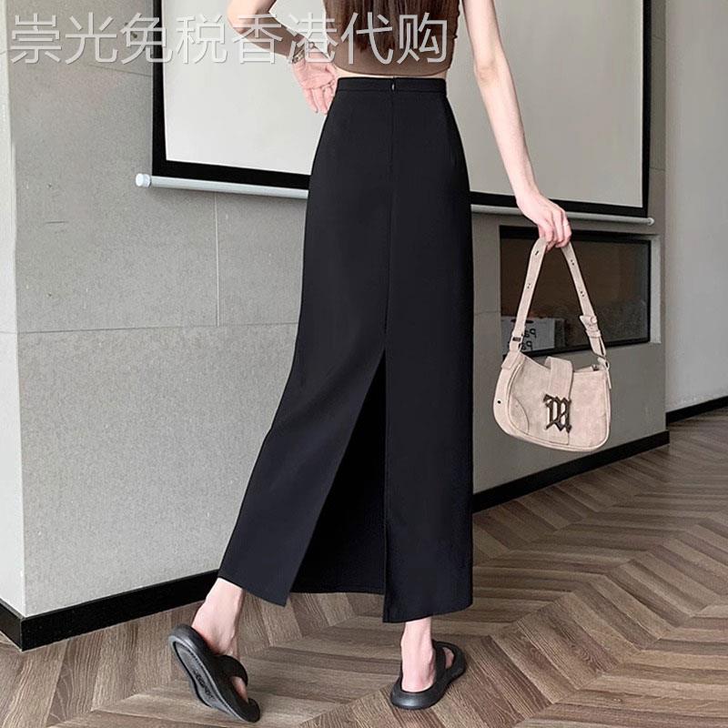 西装半身裙女夏季薄款2026新款高腰修身中长款直筒开叉a字包臀裙