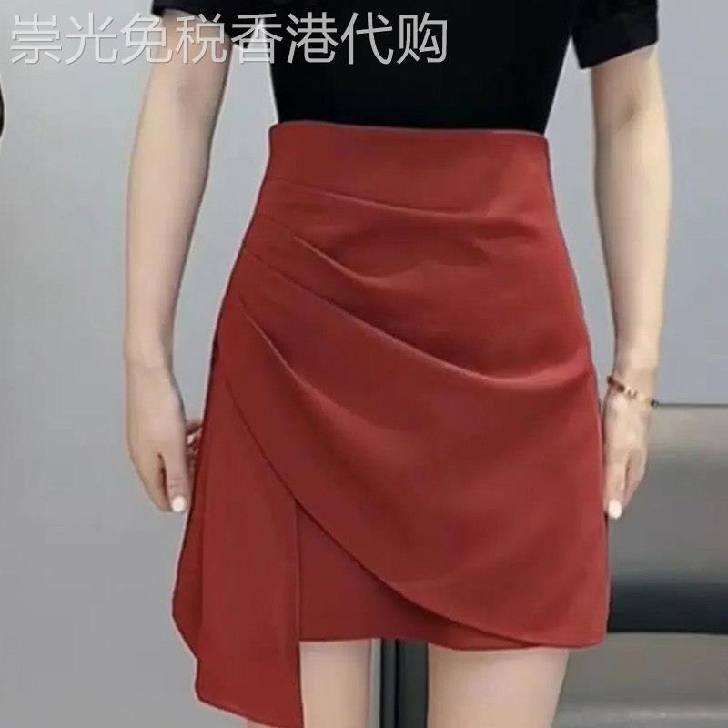 不规则西装半身裙女2026夏季新款欧货高腰褶皱包臀裙垂感a字短裙