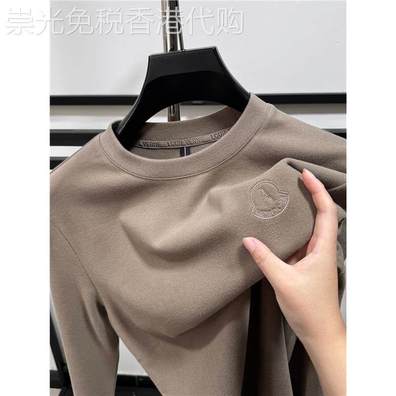 MAROLIO~男士德绒圆领打底衫冬款双面绒磨毛长袖t恤低领内搭上衣