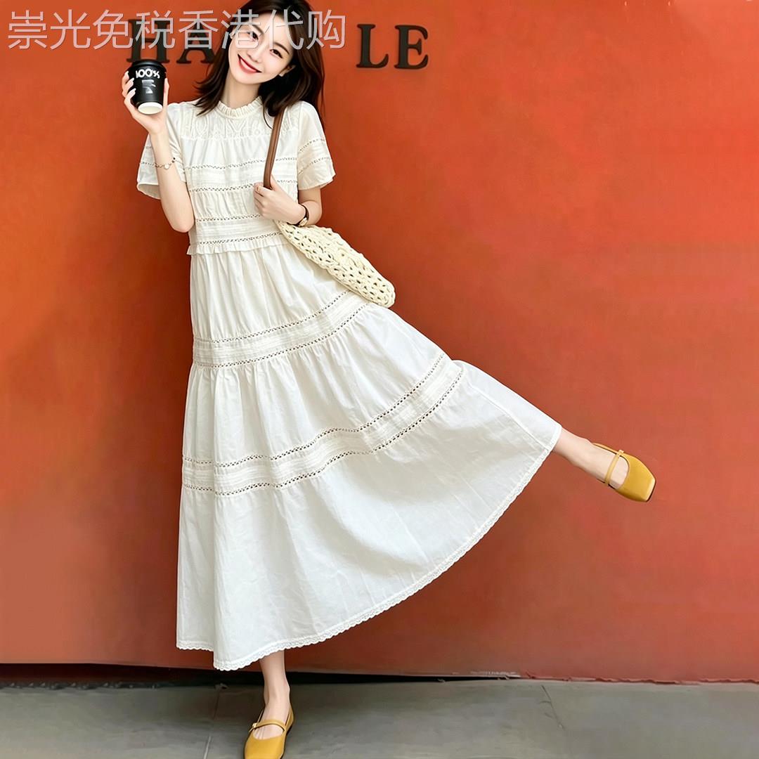 法式气质白色连衣裙女2026夏季新款小个子高级感独特巨好看长裙子