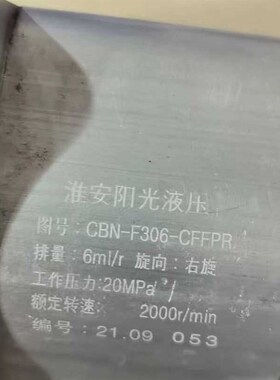 淮安阳光液压 CBNs-F306-CFFPR液压齿轮油泵