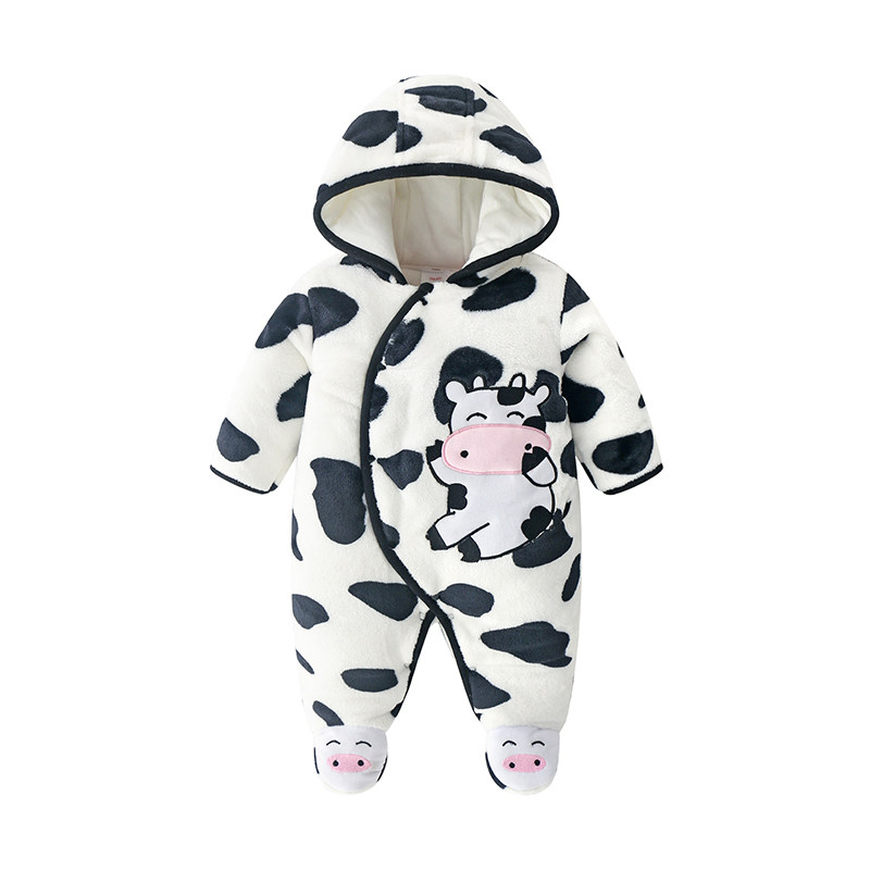 初生婴儿冬装新生儿连体衣宝宝外出衣服加厚秋冬季可爱萌宝满月男