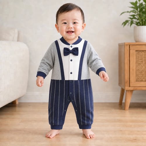 新生婴儿连体衣爬服男宝宝全棉哈衣服春秋装薄款夏空调服0-9个月 - 封面