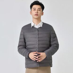 无领内搭轻便爸爸装 2026新款 打底棉袄外套 轻薄保暖内胆短款 男士