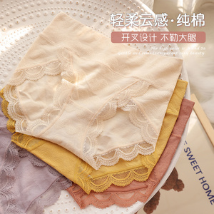 内裤女纯棉抗菌裆高腰收腹全棉短裤日系少女生蕾丝无痕中腰三角裤