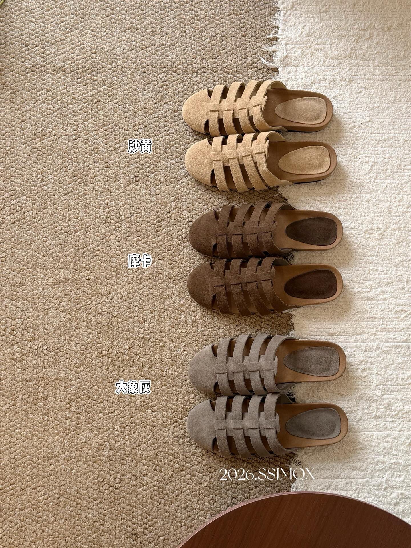 真皮勃肯包头拖鞋女夏季镂空软底