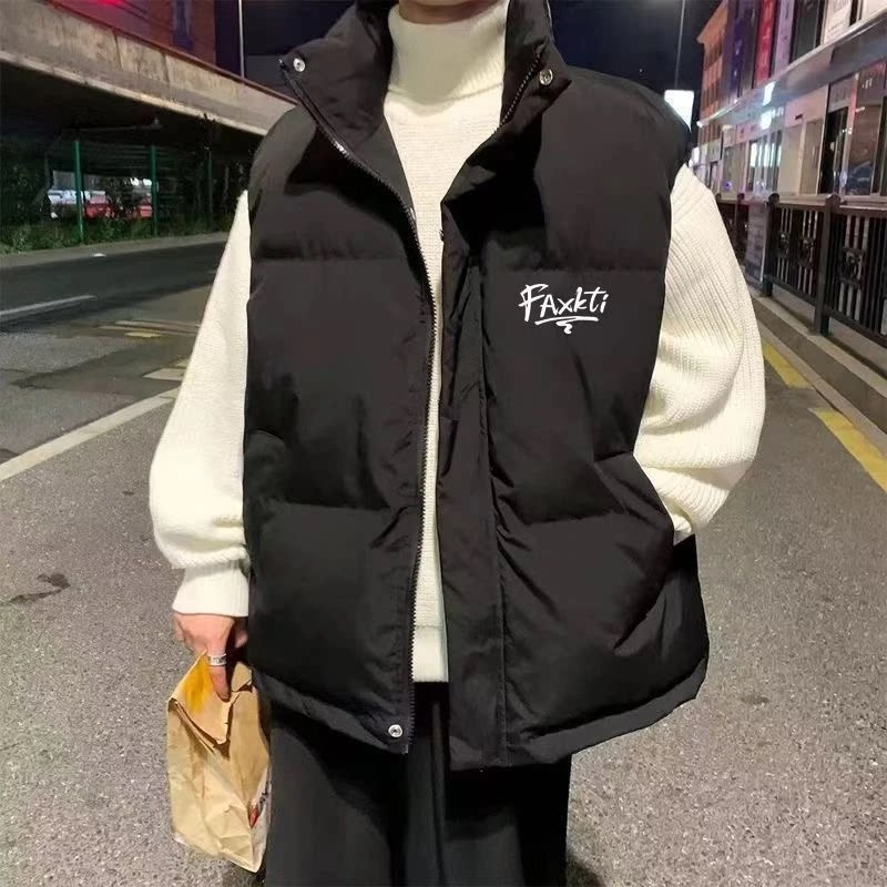 美式港风韩版冬季爆款马甲男女情侣加绒加厚潮流棉服涂鸦印花外套